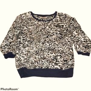 Jennifer Lopez Leopard Print Blouse with Elastic Waist and Sleeves 383